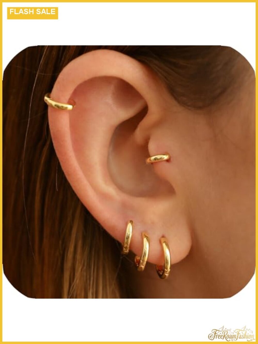 Sterling Silver Small Hoop Earrings for Women, 14K Gold Plated Tiny Huggies,
